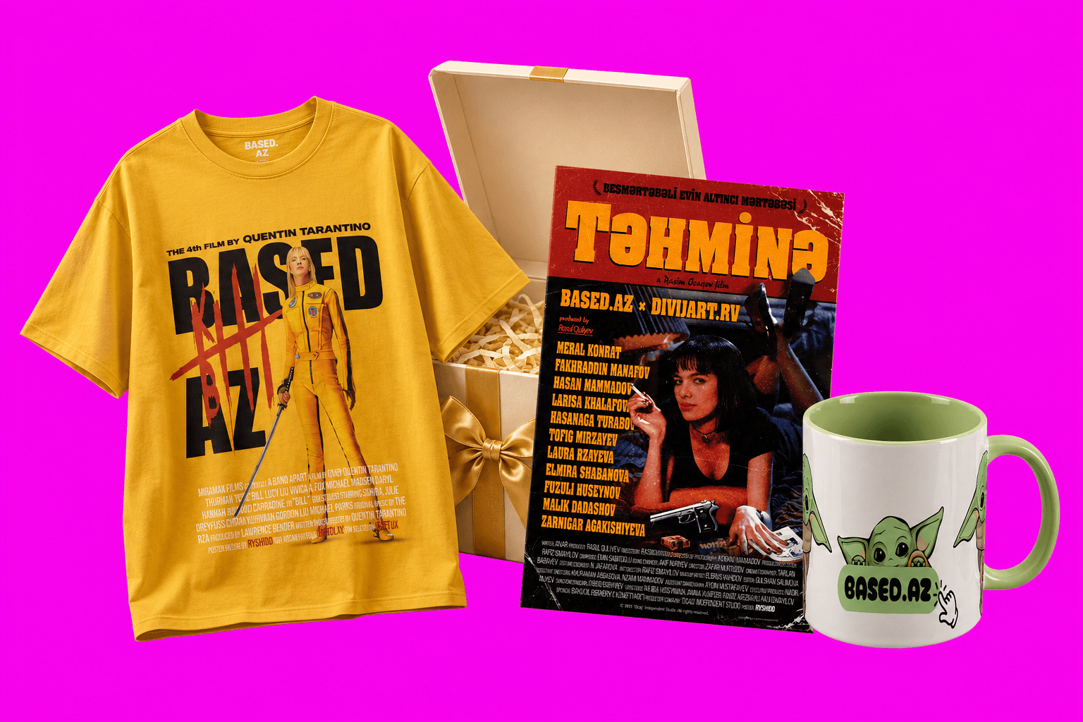 Based.Az Gift Box - Kill Bill T-shirt və Təhminə Poster Dəsti