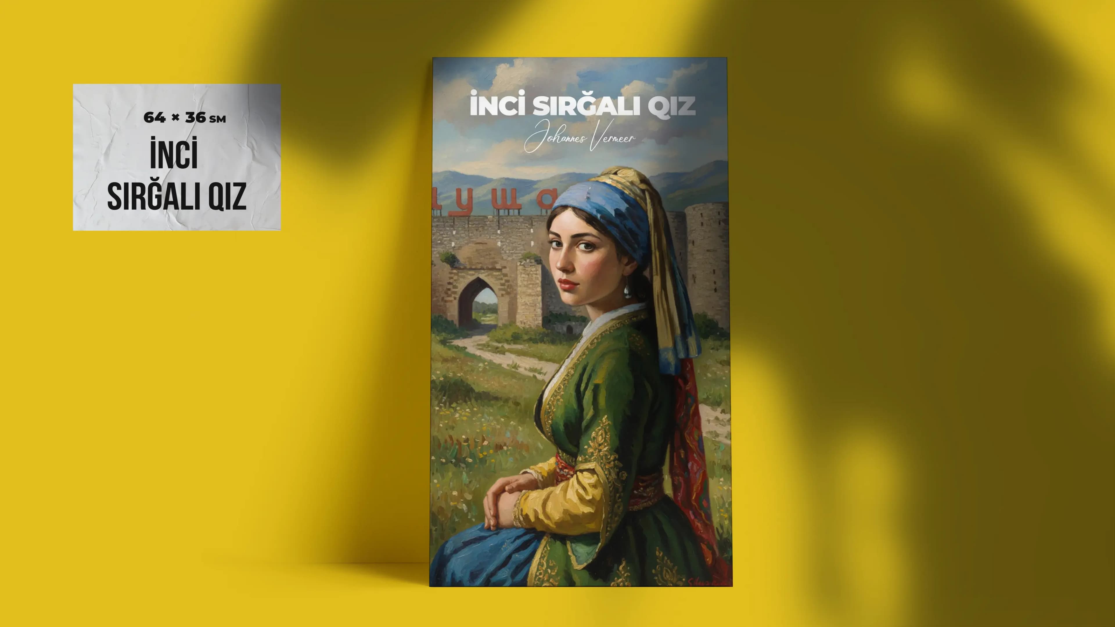 "İnci Sırğalı Qız" - Şuşa Konseptli Poster 64x36 sm